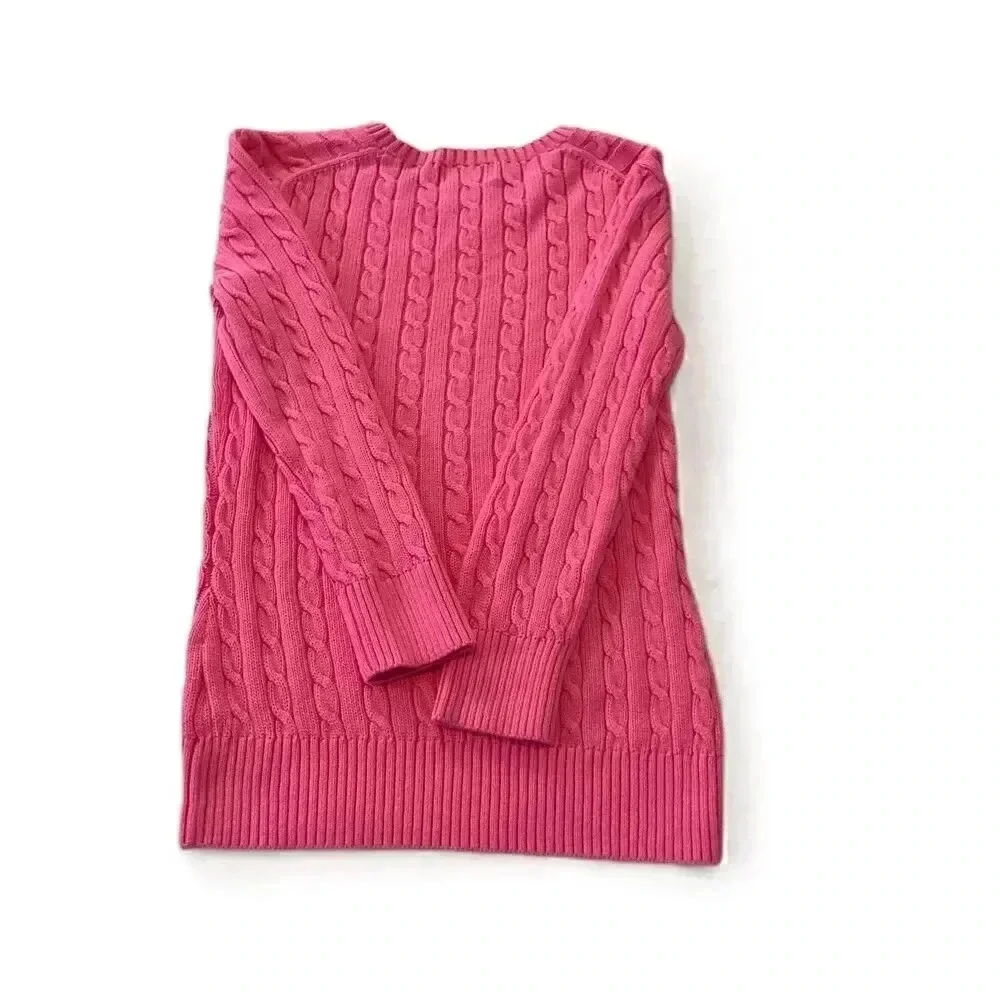 Lilly Pulitzer Pink Cable Knit Sweater Crew Neck Long Sleeves Womens‎ Size XS - Picture 6 of 6